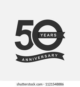 50 Years Anniversary Logo Icon Template, Anniversary Lettering With Black Color. Vector EPS 10.