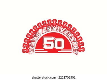 50 years anniversary logo and sticker design template