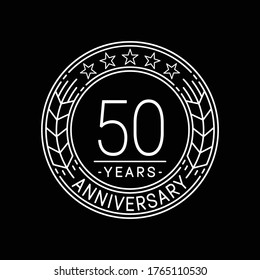 50 years anniversary logo template. 50th line art vector and illustration.