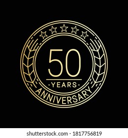 50 years anniversary logo template. 50th line art vector and illustration.