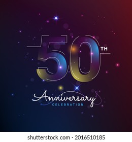 50 years anniversary logo template modern light style. Poster template for Celebrating 50th event. Design for banner, magazine, brochure, web, invitation or greeting card. Vector illustration