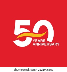 50 Years Anniversary Logo Vector. Fifty Year. Illustration Icon. 