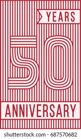 50 years anniversary logo. Vector and illustration. Line art anniversary design template.