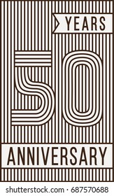 50 years anniversary logo. Vector and illustration. Line art anniversary design template.