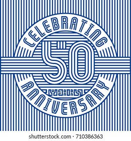 50 years anniversary logo. Vector and illustration. Line art anniversary design template.