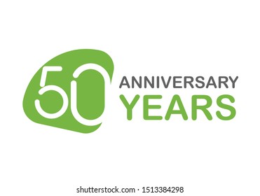 50 Years Anniversary Logotype with Green Multi Linear Number Isolated on White Background
