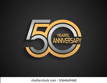 50 years anniversary logotype with multiple line silver and golden color isolated on black background for celebration event