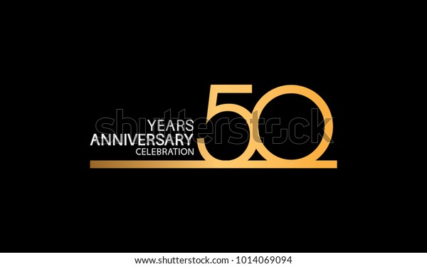 50周年記念のロゴタイプ 1本線の金色と銀色のお祝い用ロゴ のベクター画像素材 ロイヤリティフリー