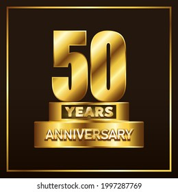 50 years anniversary logotype trophy. Gold anniversary celebration emblem design for booklet, pamphlet, magazine, brochure, poster, web, invitation or greeting card. Vector illustration