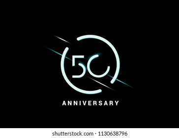 50 Years Anniversary logotype with white flat colored font number inside white circle can be used for company celebration, birthday, event.