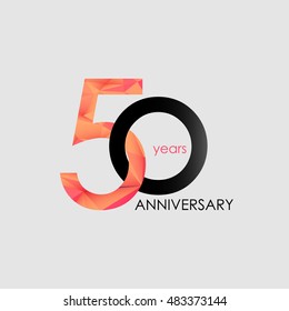 50 Years Anniversary with Low Poly Design, colored with geometric style
