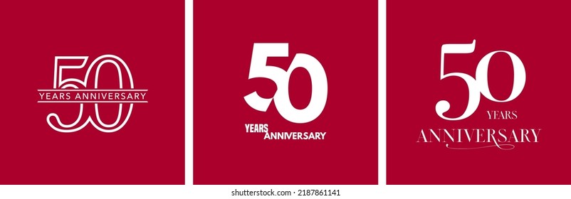 50 years anniversary set of vector icons, logo. Design element with graphic style number for 50th anniversary