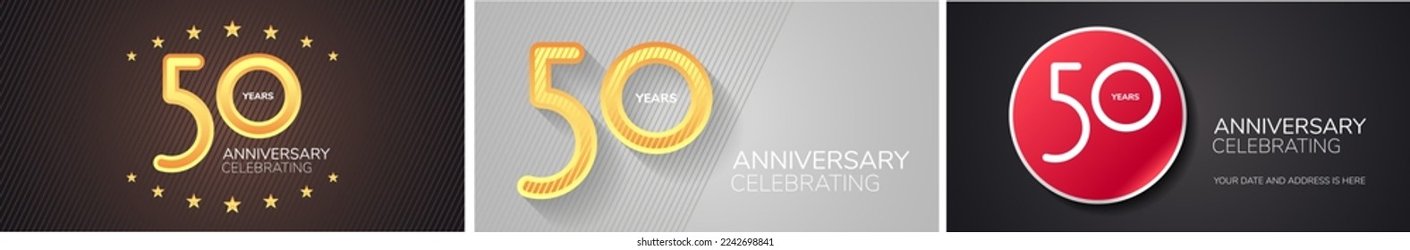 Juego de 50 años de iconos vectoriales, logotipo. Elemento de diseño con números para 50 años