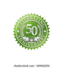 50 years anniversary silver green badge logo