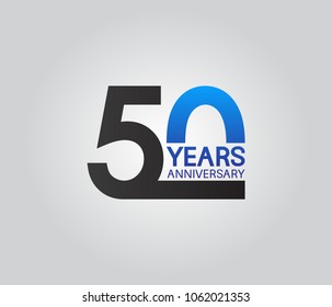 50 years anniversary simple celebration logotype. anniversary logo with blue and black color isolated on white background, vector design for celebration, invitation card, and greeting card