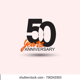50 years anniversary simple design with negative style and yellow color isolated in white background