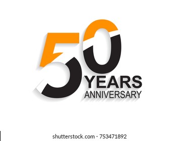 50 years anniversary simple design with white slash in orange and black number for celebration event