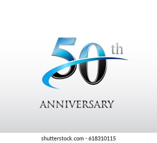 50 years anniversary Template logo with swoosh