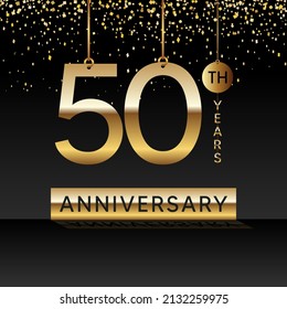 50 years anniversary, vector design for anniversary celebration with gold color on black background, simple and luxury design. logo vector template