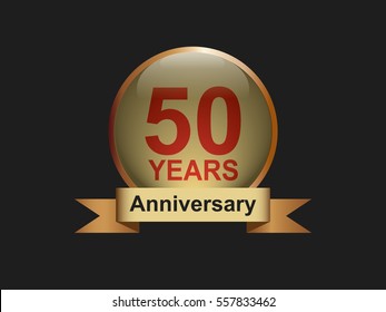 50 years anniversary vector design on black background