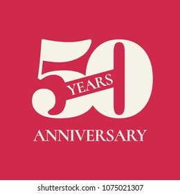 50 years anniversary vector icon,  logo. Design element with red color background and number for 50th anniversary 