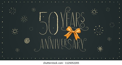 50 years anniversary vector icon, logo, banner. Design element with vintage cute lettering for 50th anniversary card 