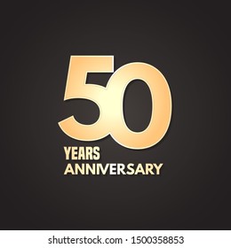50 years anniversary vector icon,  logo. Graphic design element with  golden number on isolated background for 50th anniversary 