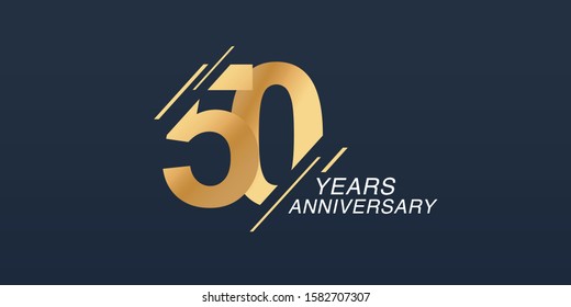 50 years anniversary vector icon, logo. Graphic design element with golden number on isolated background for 50th anniversary 