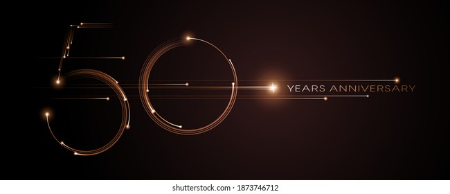 50 years anniversary vector icon, logo. Graphic design element with modern light number on isolated background for 50th anniversary