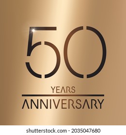 Icono vectorial de 50 años, logotipo. Elemento de diseño con número dorado en segundo plano para el 50º aniversario