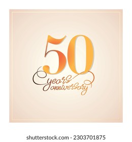 50 years anniversary vector icon, logo. Isolated graphic design with elegant lettering number for 50th anniversary birthday card or symbol