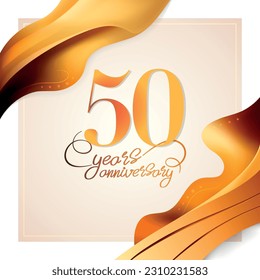 50 years anniversary vector icon, logo. Isolated elegant design with lettering and number for 50th anniversary birthday card or symbol