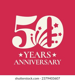 50 years anniversary vector icon, logo. Design element with graphic number for 50th anniversary card