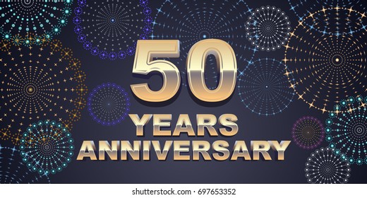 50 years anniversary vector icon,  logo. Graphic design element with  golden 3D numbers for 50th anniversary decoration