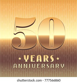 50 years anniversary vector icon,   symbol. Graphic design element or logo with golden metal number for 50th anniversary 