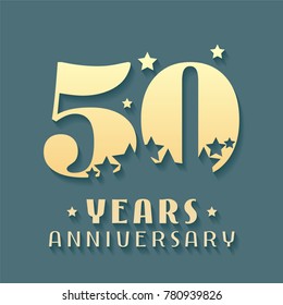 50 Years Anniversary Vector Icon, Symbol, Logo. Graphic Design Element For 50th Anniversary Birthday Card 