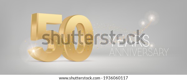 50\
years anniversary vector icon, logo. Isolated graphic design with\
3D number for 50th anniversary birthday card or\
symbol
