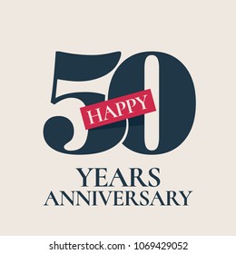 50 years anniversary vector logo, icon. Template design element, symbol with number for 50th anniversary greeting card 