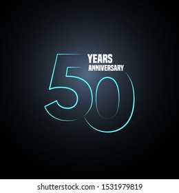 50 years anniversary vector logo, icon. Graphic design element with neon number for 50th anniversary 