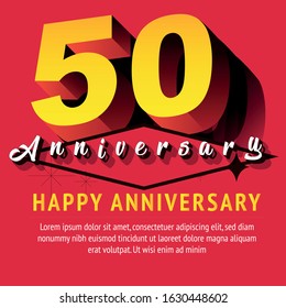 50 years anniversary vector logo, icon. Graphic design element with number for 50th anniversary concept design