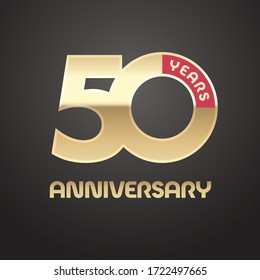 50 years anniversary vector logo, icon. Graphic symbol with golden number for 50th anniversary greeting card