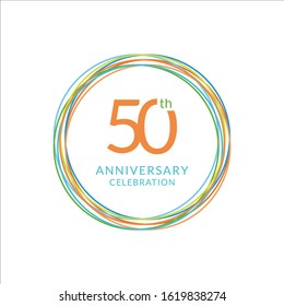 50 years anniversary vector template. Design for celebration, greeting cards or print.