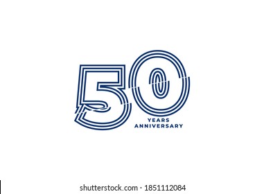 Plantilla vectorial de 50 años con color azul, logo de 50 años