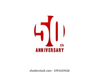 50 years anniversary vector template with red color, 50th birthday logo