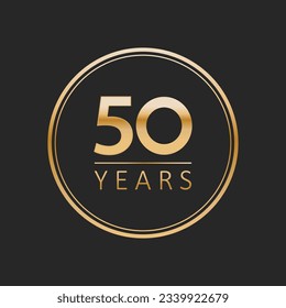 50 years for celebration events, anniversary, commemorative date. gold fifty years logo badge