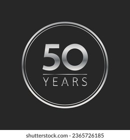 50 years for celebration events, anniversary, commemorative date. silver fifty years logo badge