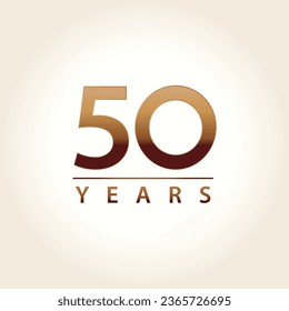 50 years for celebration events, anniversary, commemorative date. one fifty years logo. brown badge, light background