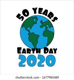 50 years Earth Day 2020 text- for Earth anniversay day.