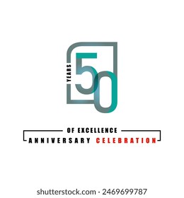 50 years of excelence anniversary celebration 3d vector template design illustration