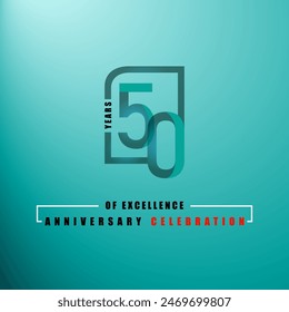 50 years of excelence anniversary celebration 3d vector template design illustration